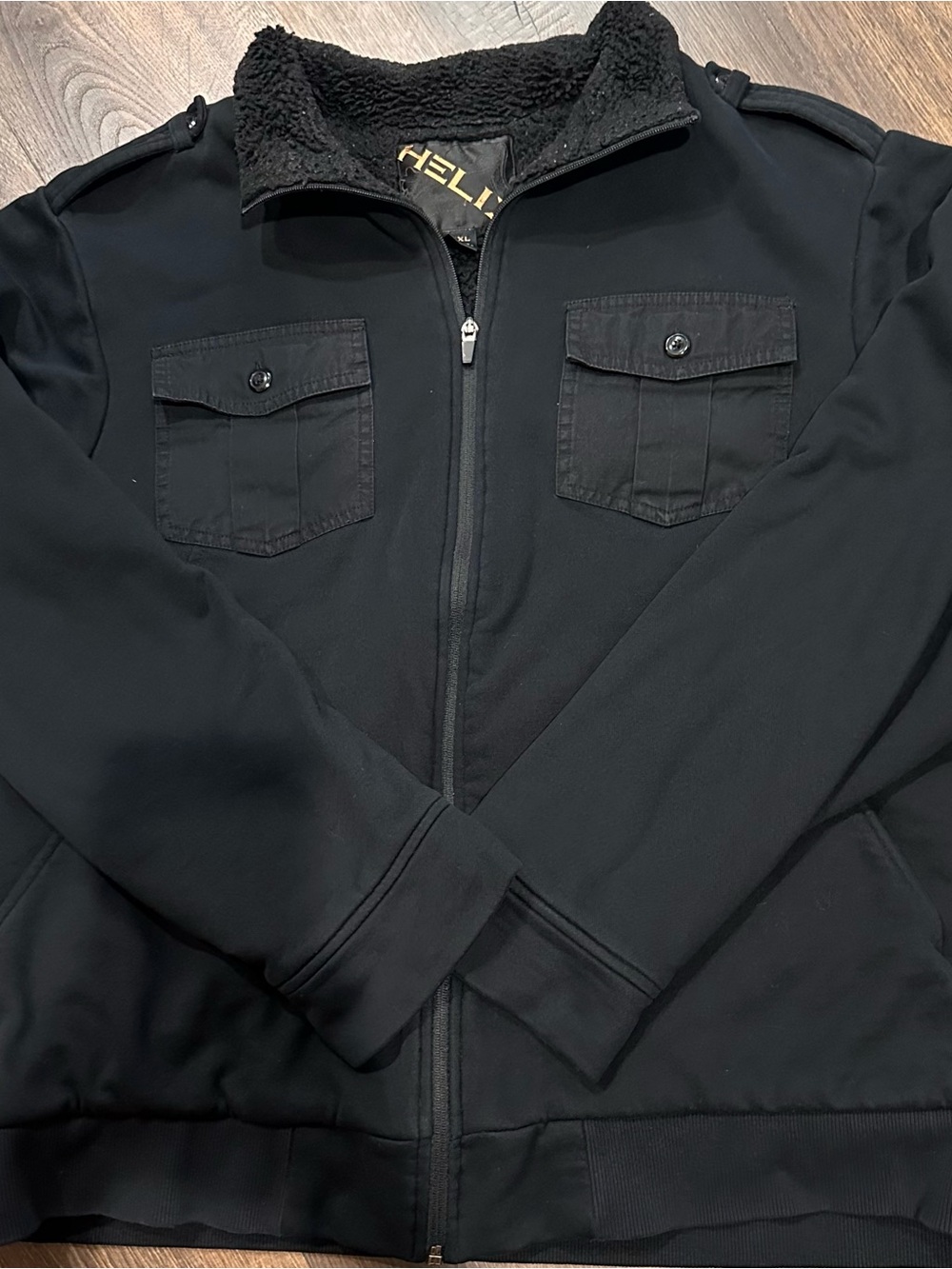 Helix Men’s Black Sherpa-Lined Zip Jacket